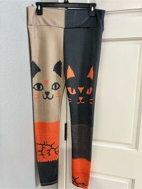 Cute cat textured leggings